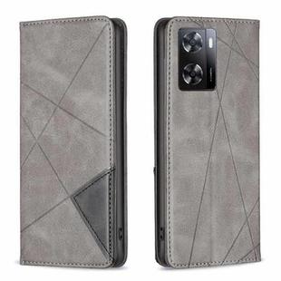 For OPPO A57 4G Prismatic Invisible Magnetic Leather Phone Case(Grey)