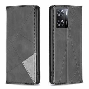 For OPPO A57 4G Prismatic Invisible Magnetic Leather Phone Case(Black)