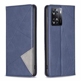 For OPPO A57 4G Prismatic Invisible Magnetic Leather Phone Case(Blue)