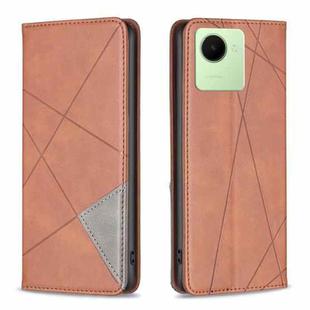 For Realme C30 Prismatic Invisible Magnetic Leather Phone Case(Brown)
