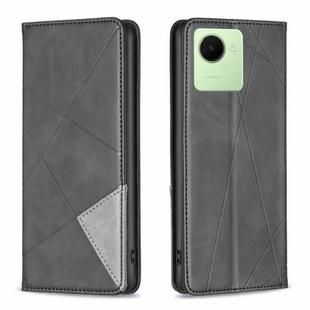 For Realme C30 Prismatic Invisible Magnetic Leather Phone Case(Black)