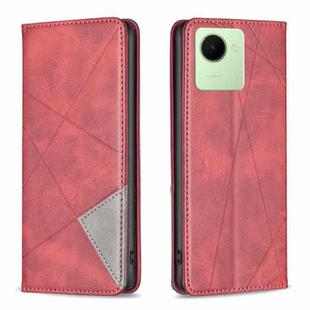 For Realme C30 Prismatic Invisible Magnetic Leather Phone Case(Red)