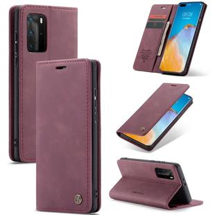 For Huawei P40 Pro CaseMe-013 Multifunctional Horizontal Flip Leather Case with Card Slot & Holder & Wallet(Wine Red)