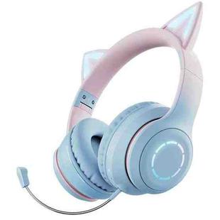 BT029C RGB Dual Modes Cat Ear Wireless Bluetooth Headphone(Blue)