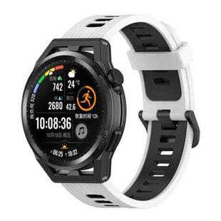 For Honor Watch GS 3 22mm Stripe Two-color Silicone Watch Band(White Black)