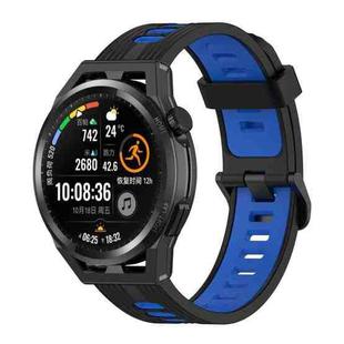 For Honor Watch GS 3 22mm Stripe Two-color Silicone Watch Band(Black Blue)