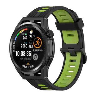 For Honor Watch GS 3 22mm Stripe Two-color Silicone Watch Band(Black Lime Green)