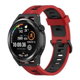 For Honor Watch GS 3 22mm Stripe Two-color Silicone Watch Band(Black Red)