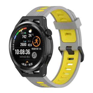 For Honor Watch GS 3 22mm Stripe Two-color Silicone Watch Band(Grey Yellow)