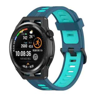 For Honor Watch GS 3 22mm Stripe Two-color Silicone Watch Band(Blue Teal Green)