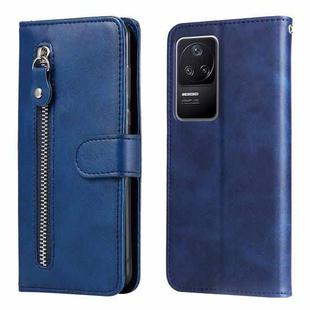 For Xiaomi Redmi K40S / Poco F4 Fashion Calf Texture Zipper Horizontal Flip Leather Phone Case(Blue)