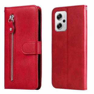 For Xiaomi Redmi Note 11T Pro / Poco X4 GT Fashion Calf Texture Zipper Horizontal Flip Leather Phone Case(Red)