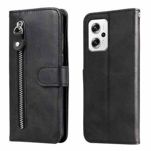 For Xiaomi Redmi Note 11T Pro / Poco X4 GT Fashion Calf Texture Zipper Horizontal Flip Leather Phone Case(Black)