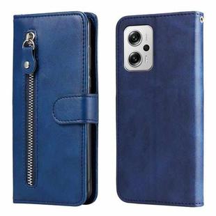 For Xiaomi Redmi Note 11T Pro / Poco X4 GT Fashion Calf Texture Zipper Horizontal Flip Leather Phone Case(Blue)