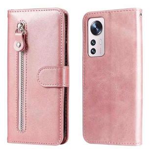 For Xiaomi 12X Fashion Calf Texture Zipper Horizontal Flip Leather Phone Case(Rose Gold)