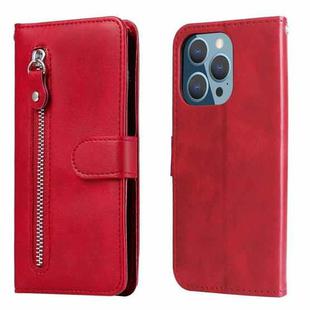 For iPhone 14 Pro Fashion Calf Texture Zipper Horizontal Flip Leather Phone Case(Red)