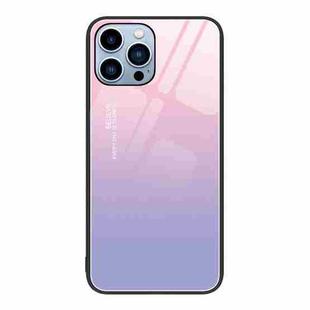 For iPhone 14 Pro Max Colorful Painted Glass Phone Case (Purple Sky)