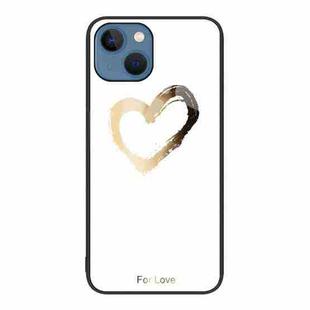 For iPhone 14 Plus Colorful Painted Glass Phone Case (Golden Love)