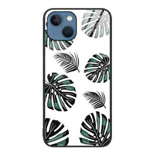 For iPhone 14 Plus Colorful Painted Glass Phone Case (Banana Leaf)