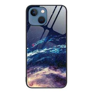 For iPhone 14 Colorful Painted Glass Phone Case (Starry Sky)