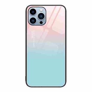 For iPhone 13 Pro Max Colorful Painted Glass Phone Case (Blue Sky)