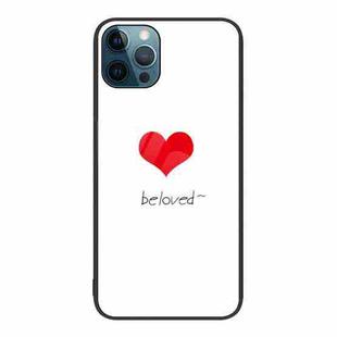 For iPhone 12 Pro Max Colorful Painted Glass Phone Case(Red Heart)
