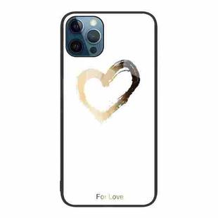 For iPhone 12 Pro Max Colorful Painted Glass Phone Case(Golden Love)