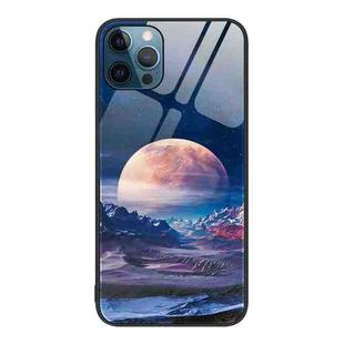 For iPhone 12 Pro Max Colorful Painted Glass Phone Case(Moon Hill)