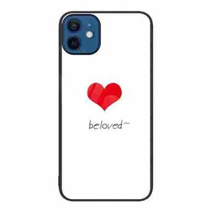 For iPhone 12 / 12 Pro Colorful Painted Glass Phone Case(Red Heart)