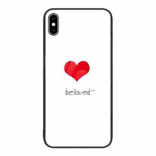 For iPhone XS Max Colorful Painted Glass Phone Case(Red Heart)