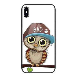 For iPhone XS Max Colorful Painted Glass Phone Case(Owl)