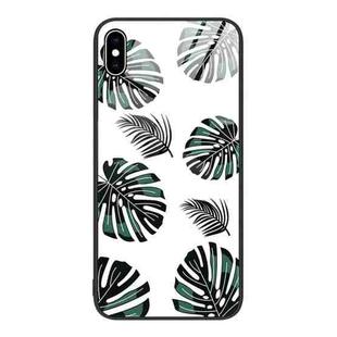 For iPhone XS Max Colorful Painted Glass Phone Case(Banana Leaf)