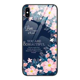 For iPhone XS Max Colorful Painted Glass Phone Case(Flower)