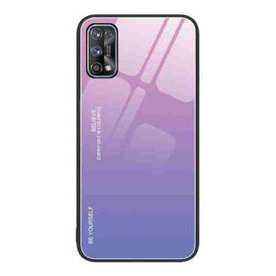 For Realme 7 Gradient Color Glass Case(Pink Purple)