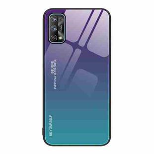 For Realme 7 Gradient Color Glass Case(Aurora Blue)