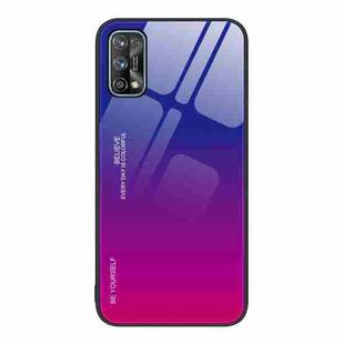 For Realme 7 Gradient Color Glass Case(Purple Red)