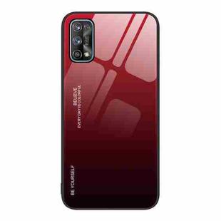 For Realme 7 Gradient Color Glass Case(Red Black)