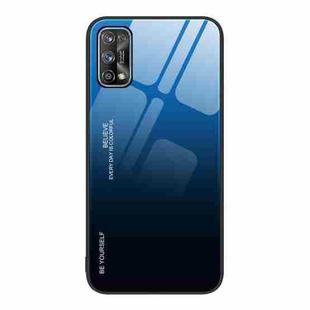For Realme 7 Gradient Color Glass Case(Blue Black)