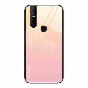 For vivo V15 Gradient Color Glass Case(Yellow Pink)