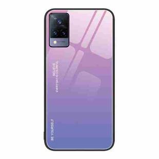 For vivo V21 Gradient Color Glass Case(Pink Purple)