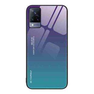 For vivo V21 Gradient Color Glass Case(Aurora Blue)