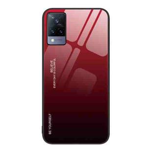 For vivo V21 Gradient Color Glass Case(Red Black)