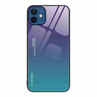 For iPhone 12 Gradient Color Glass Case(Aurora Blue)