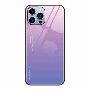 For iPhone 13 Pro Gradient Color Glass Case (Pink Purple)