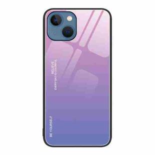 For iPhone 14 Plus Gradient Color Glass Case (Pink Purple)