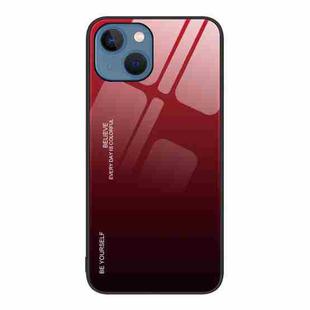 For iPhone 14 Gradient Color Glass Case (Red Black)