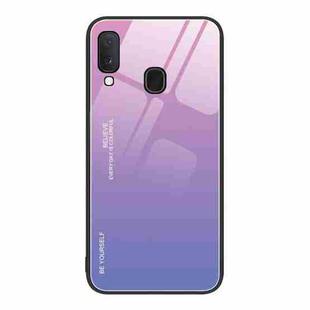 For Samsung Galaxy A20e Gradient Color Glass Case(Pink Purple)