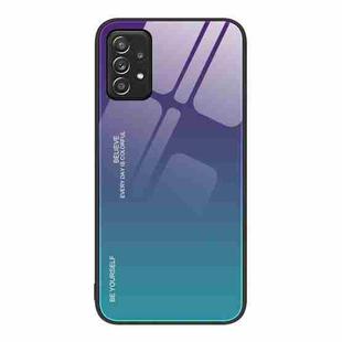 For Samsung Galaxy A52 Gradient Color Glass Case(Aurora Blue)