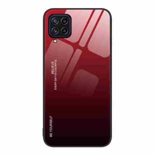 For Samsung Galaxy M32 Gradient Color Glass Case(Red Black)