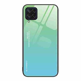 For Samsung Galaxy M32 Gradient Color Glass Case(Green Cyan)